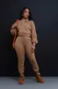 Who Said Ruched Hooded Jogger Set - Mocha sold by Swankaposh