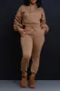 Who Said Ruched Hooded Jogger Set - Mocha sold by Swankaposh