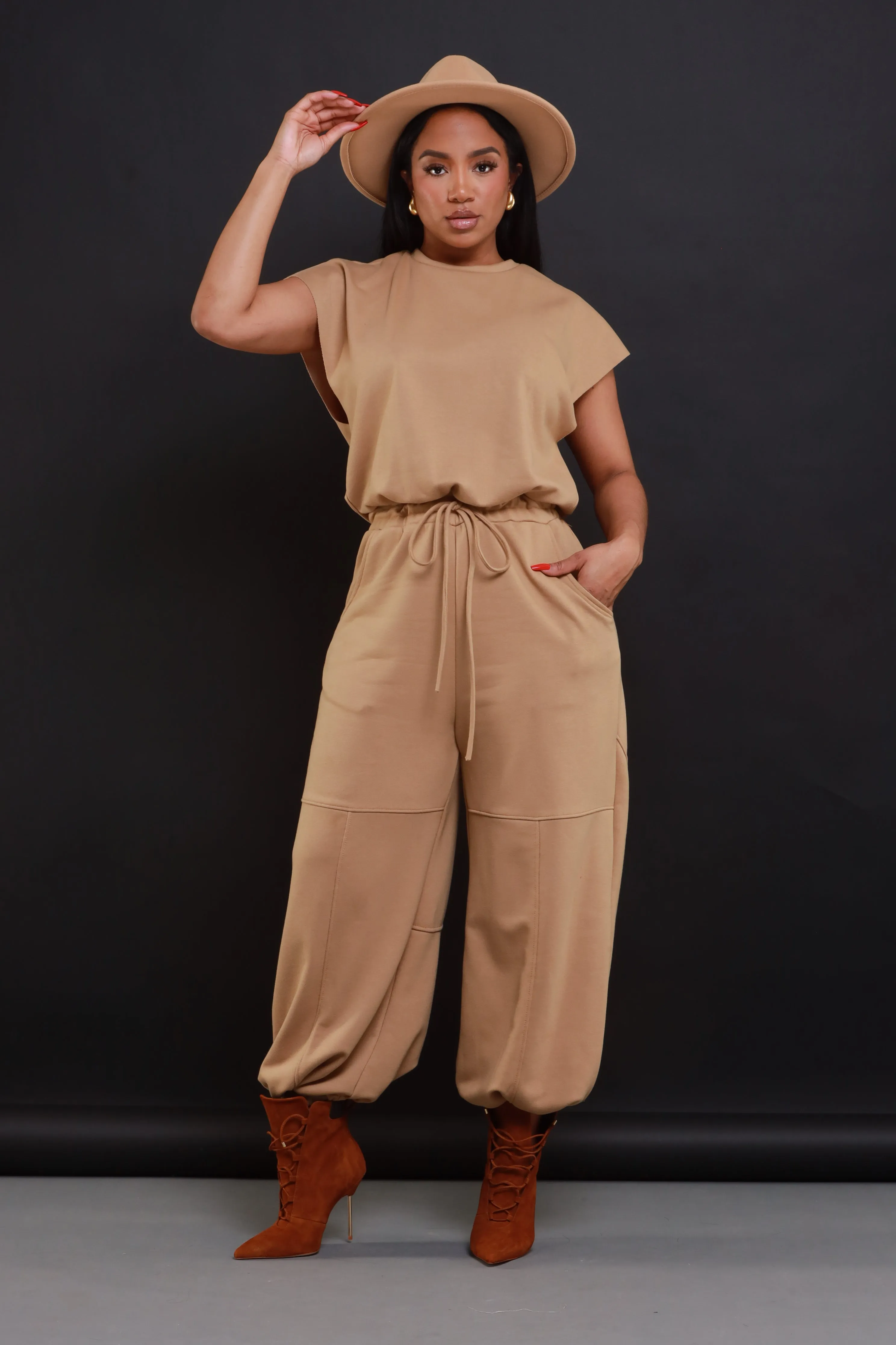 Who I Am Short Sleeve Jumpsuit - Mocha sold by Swankaposh