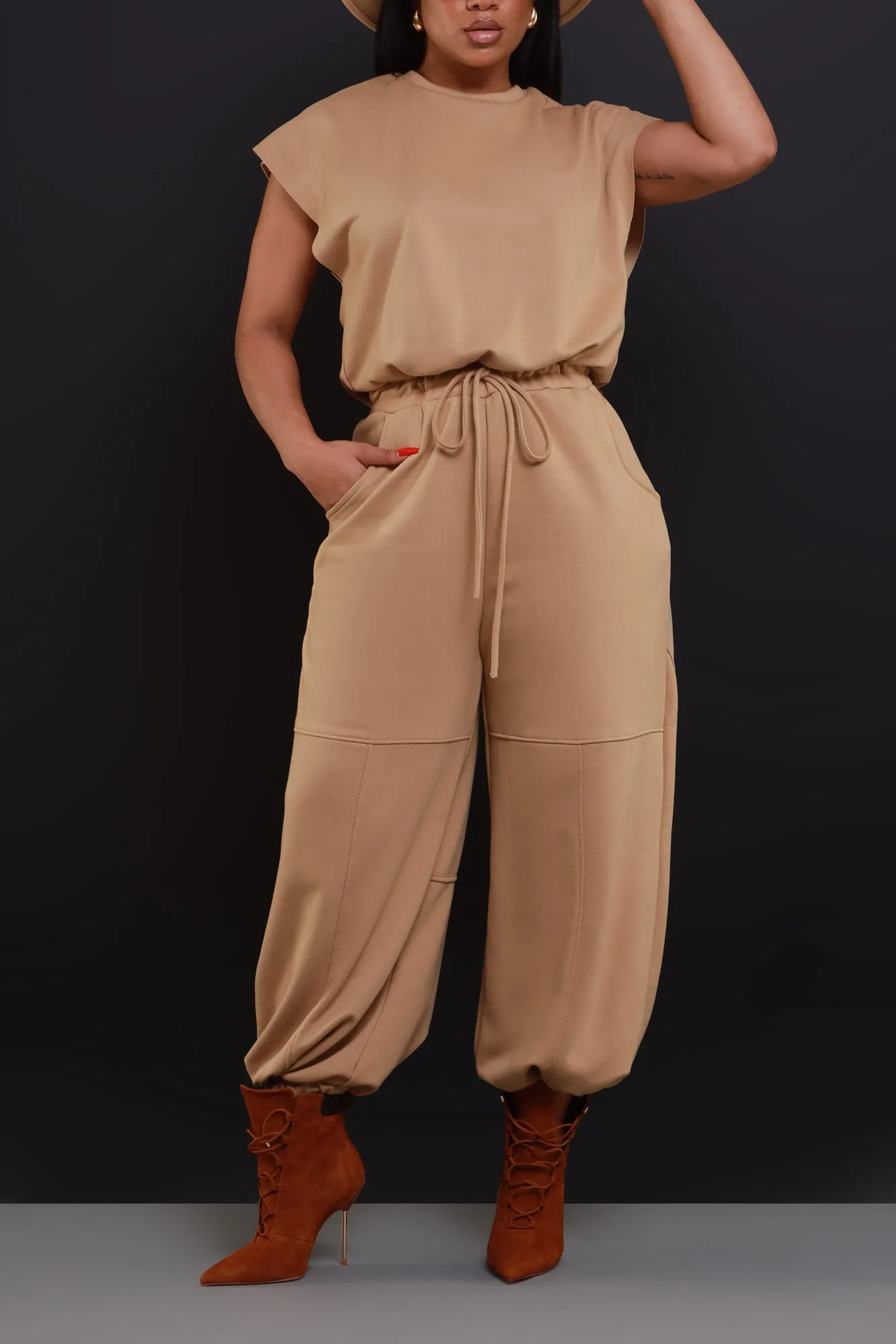 Who I Am Short Sleeve Jumpsuit - Mocha sold by Swankaposh product image thumbnail 2