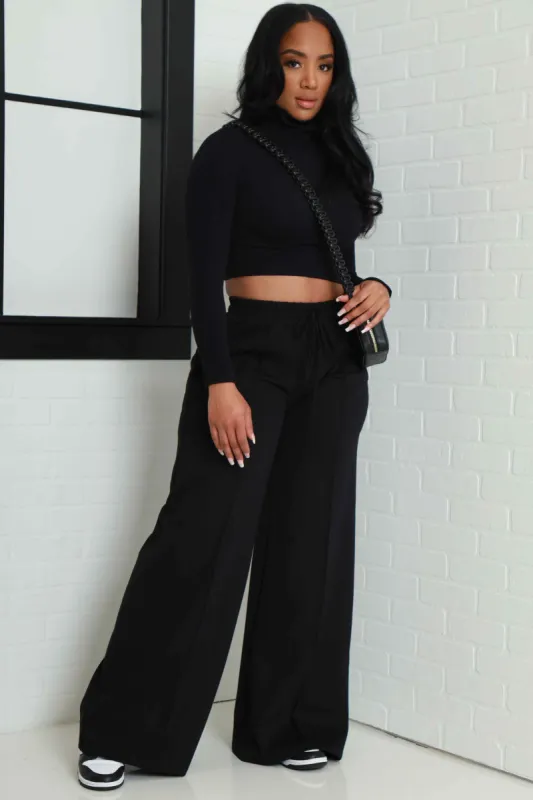 Day Off Wide Flare Pants - Black sold by Swankaposh