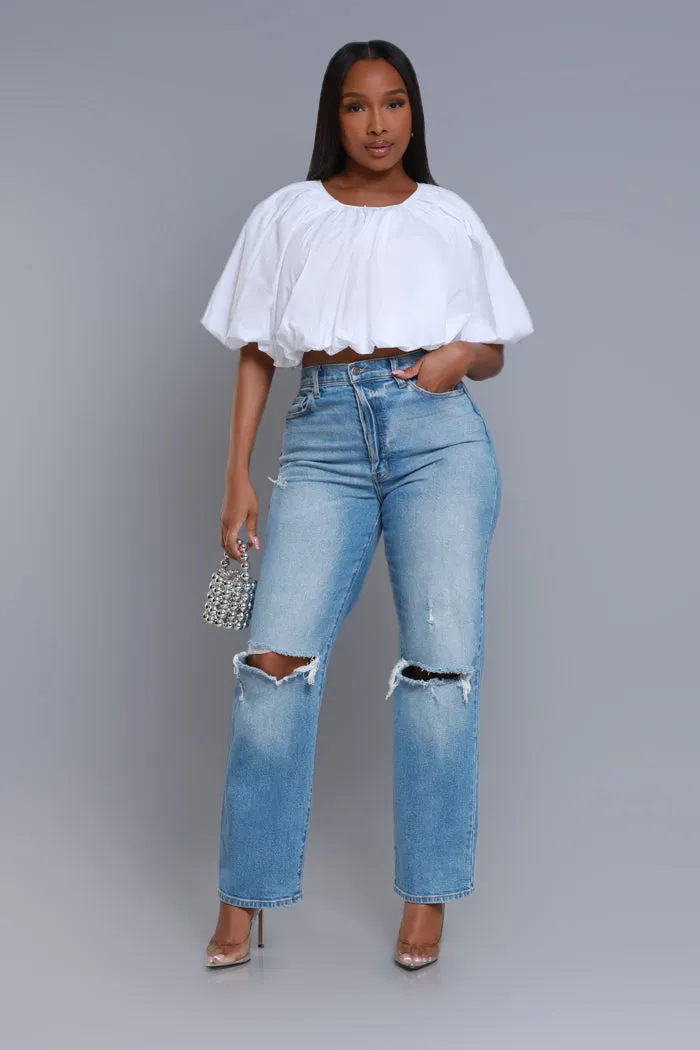 Spend Time Balloon Sleeve Blouse - White sold by Swankaposh product image thumbnail 2