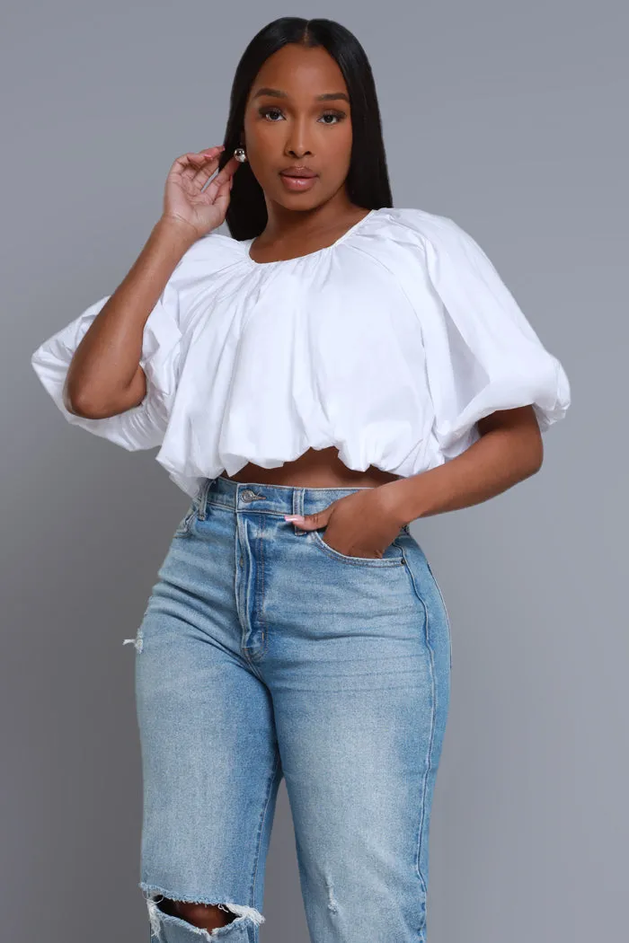 Spend Time Balloon Sleeve Blouse - White sold by Swankaposh