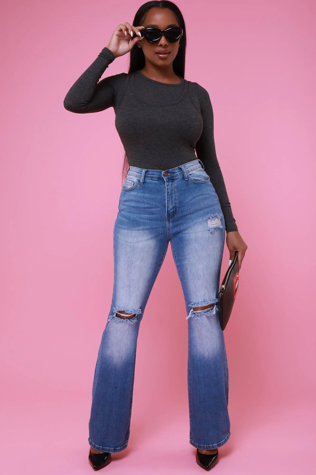 All Too Well Ribbed Double Layer Top - Charcoal sold by Swankaposh product image thumbnail 5