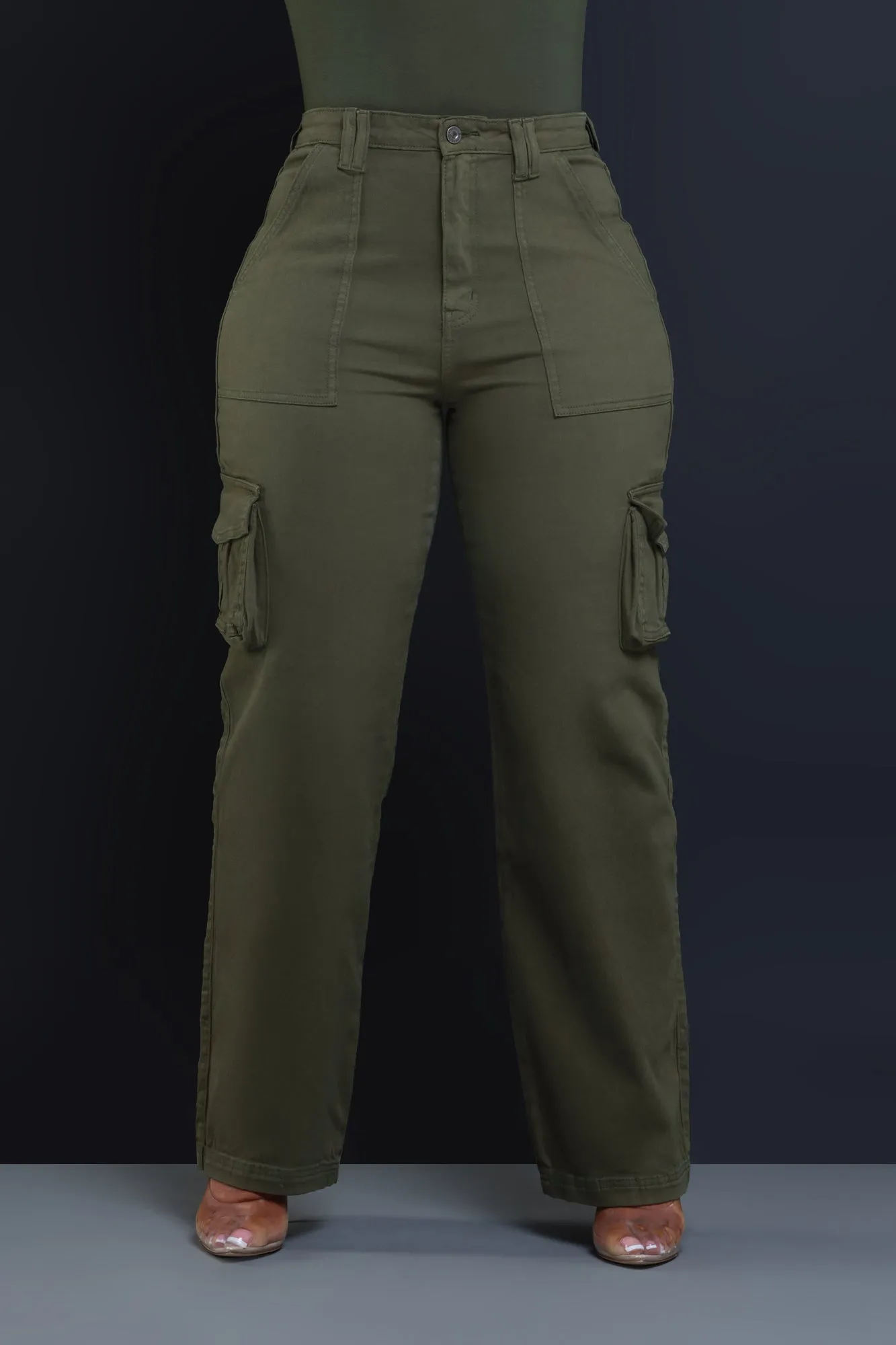 Add It Up High Rise Cargo Pants - Olive sold by Swankaposh product image thumbnail 3