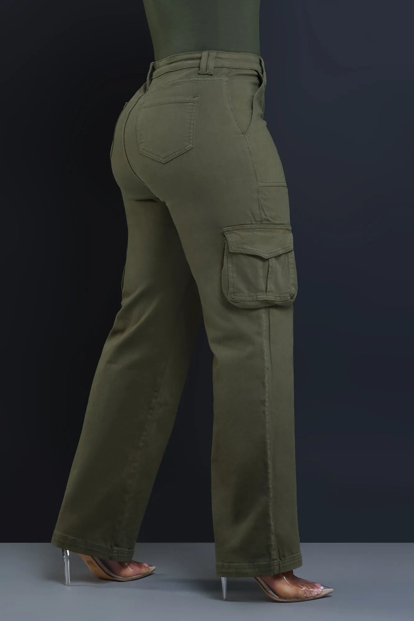 Add It Up High Rise Cargo Pants - Olive sold by Swankaposh product image thumbnail 4