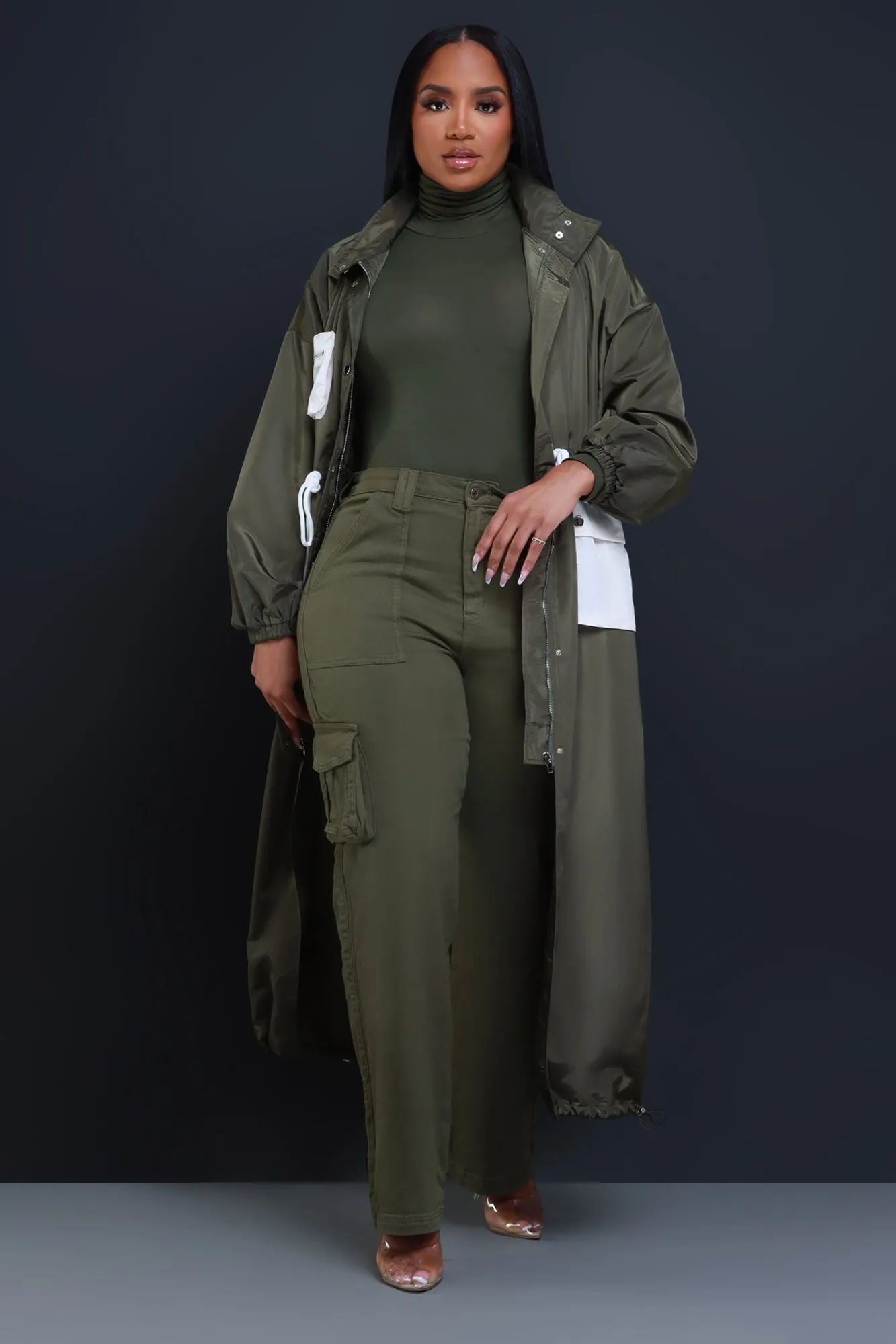 Add It Up High Rise Cargo Pants - Olive sold by Swankaposh product image thumbnail 5