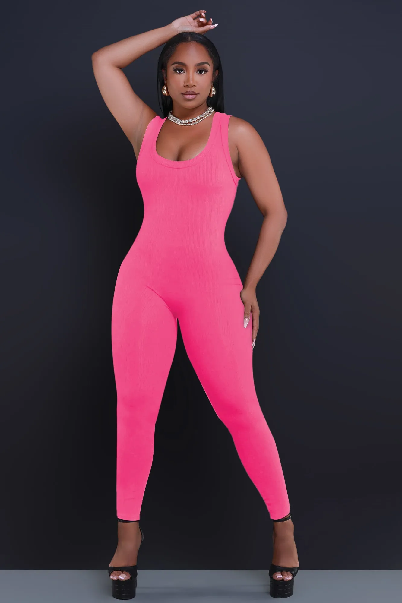 Cover Me Cellulite Deleter Sleeveless Jumpsuit - Magenta sold by Swankaposh