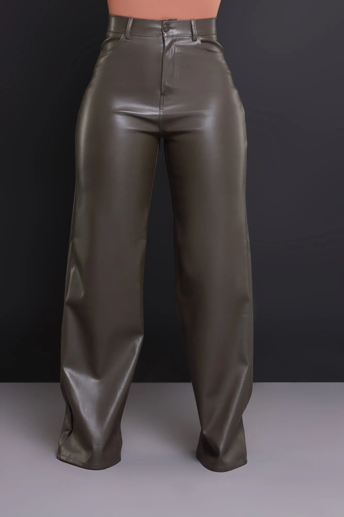 Offline Faux Leather Bootcut Pants - Olive sold by Swankaposh product image thumbnail 5
