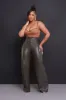 Offline Faux Leather Bootcut Pants - Olive sold by Swankaposh