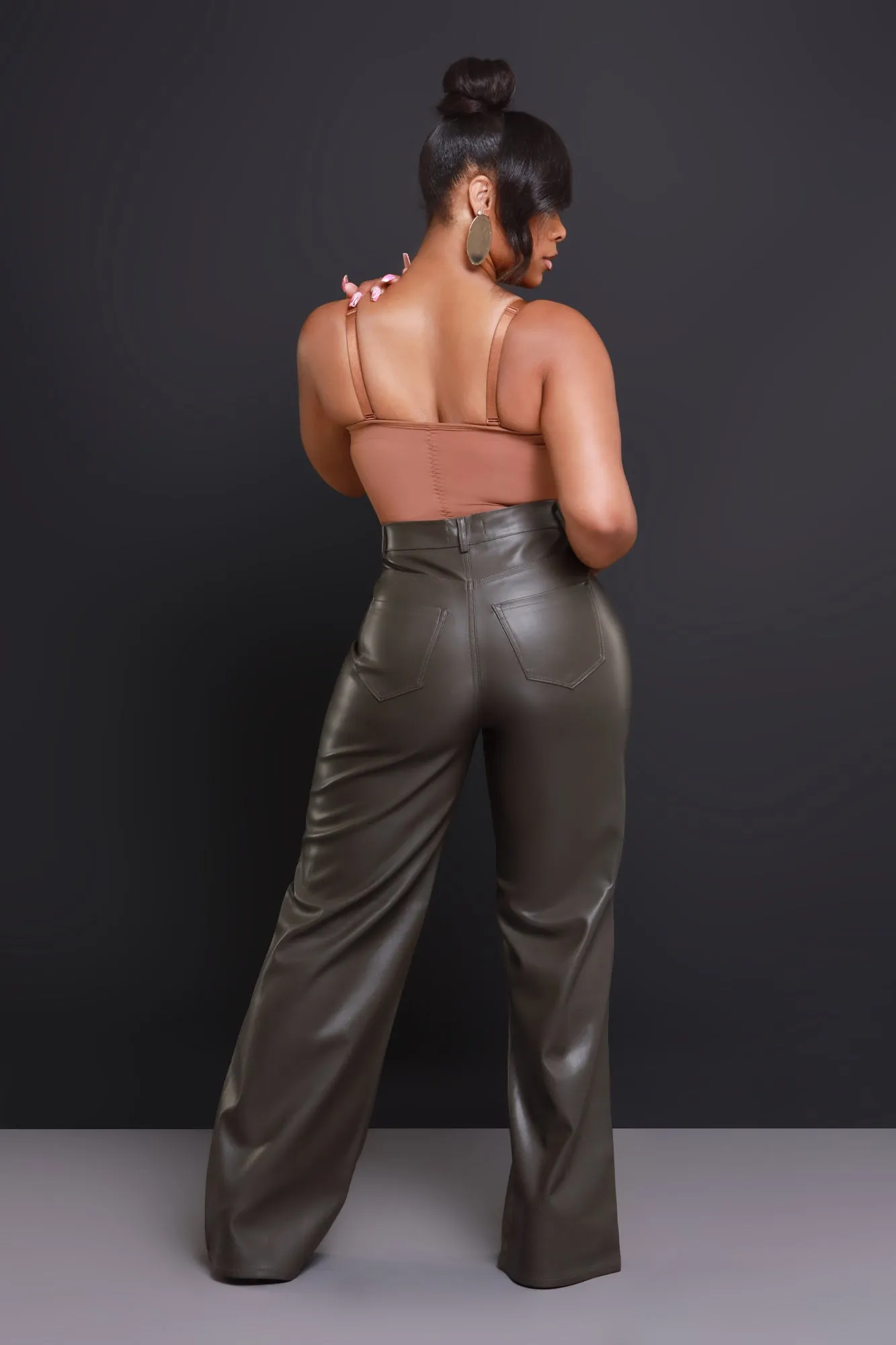 Offline Faux Leather Bootcut Pants - Olive sold by Swankaposh product image thumbnail 3