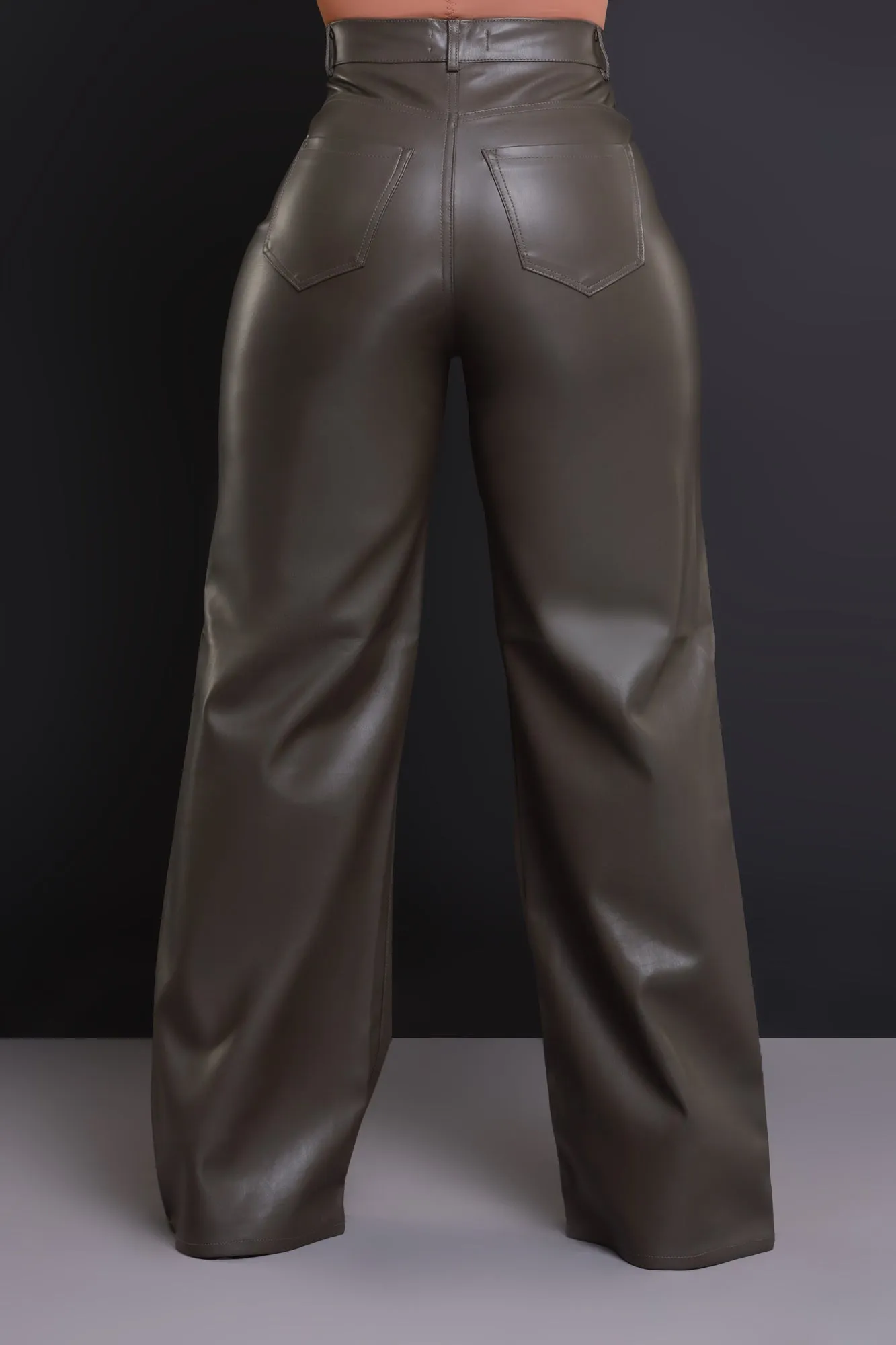 Offline Faux Leather Bootcut Pants - Olive sold by Swankaposh product image thumbnail 2