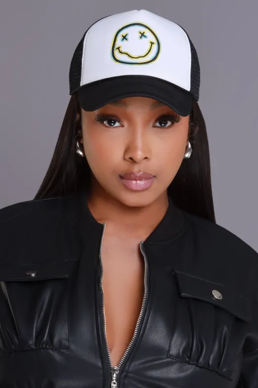 Big Smile Graphic Trucker Hat - Black/White sold by Swankaposh