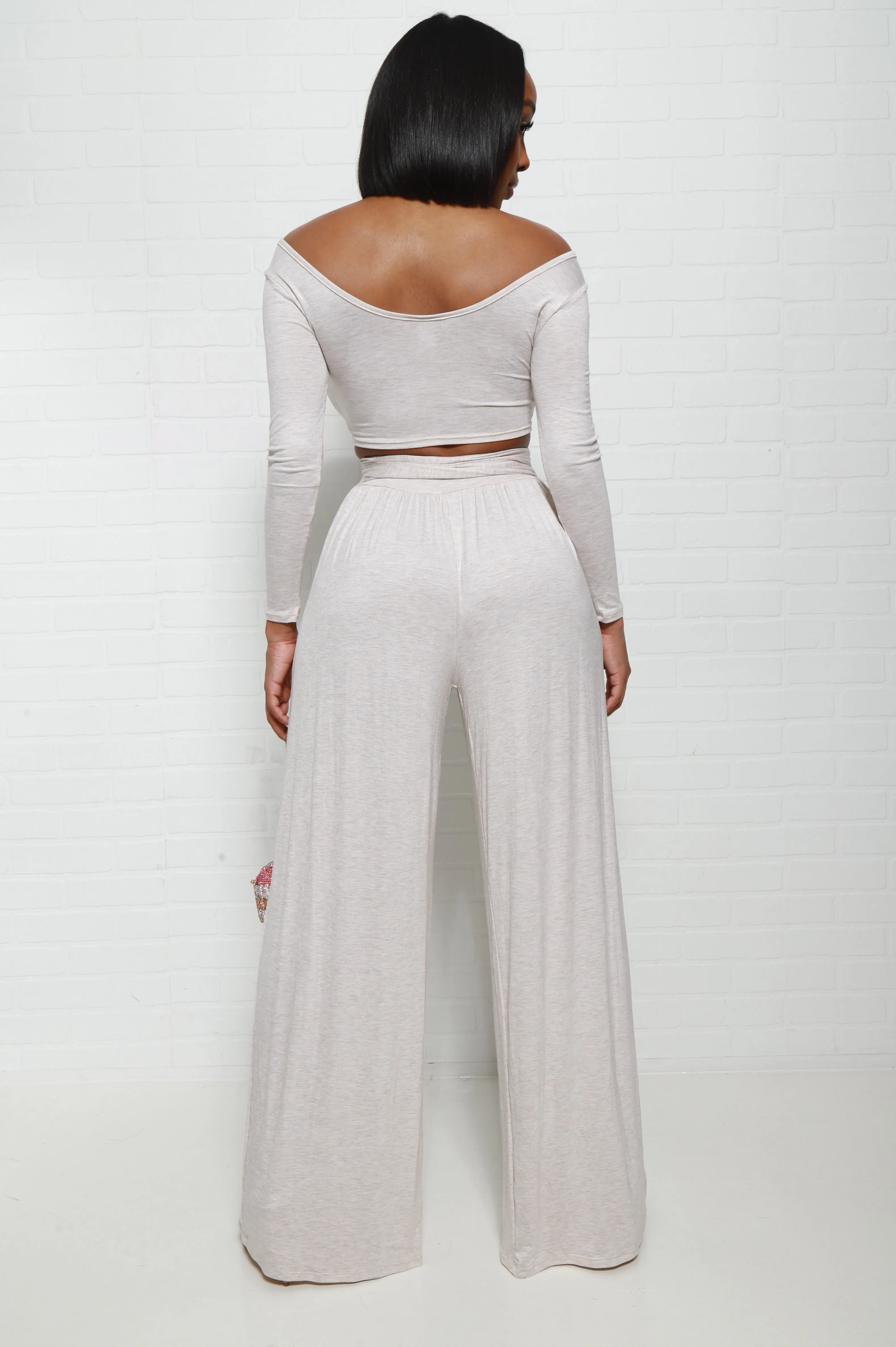Soft Serve Wide Legged Pants Set - Oatmeal sold by Swankaposh product image thumbnail 3