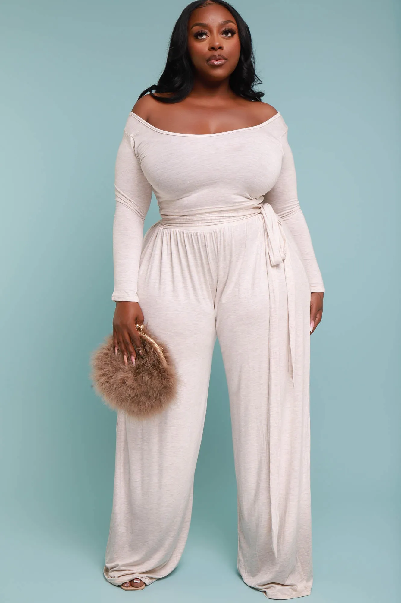 Soft Serve Wide Legged Pants Set - Oatmeal sold by Swankaposh product image thumbnail 5