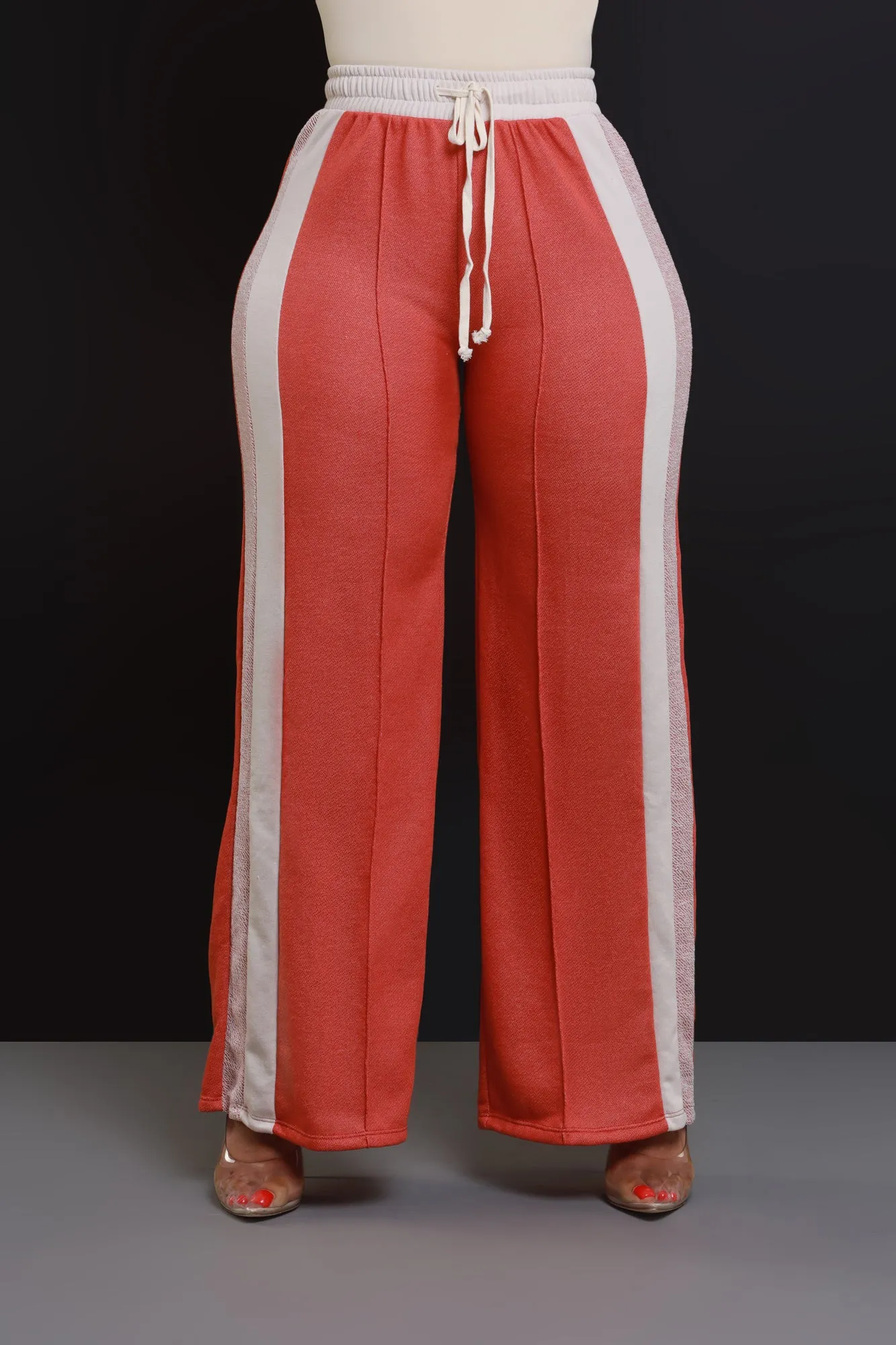 Slacking Off Wide Leg Striped Pants - Rust/Cream sold by Swankaposh product image thumbnail 2