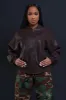 Drag Me Faux Leather Bomber Jacket - Brown sold by Swankaposh