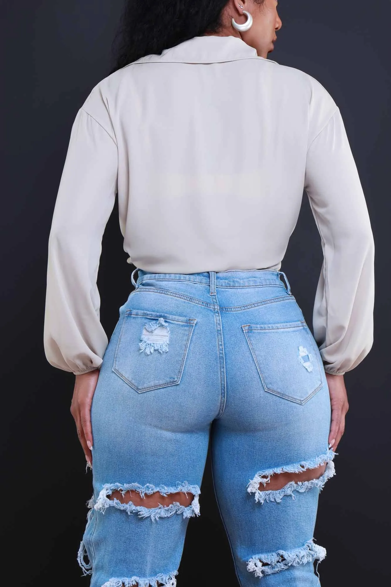 Lover Bubble Crepe Tie Up Top - Taupe sold by Swankaposh product image thumbnail 3