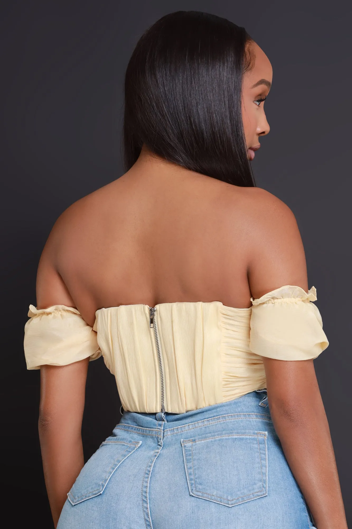 Sunkissed Ruffled Cropped Top - Light Yellow sold by Swankaposh product image thumbnail 3
