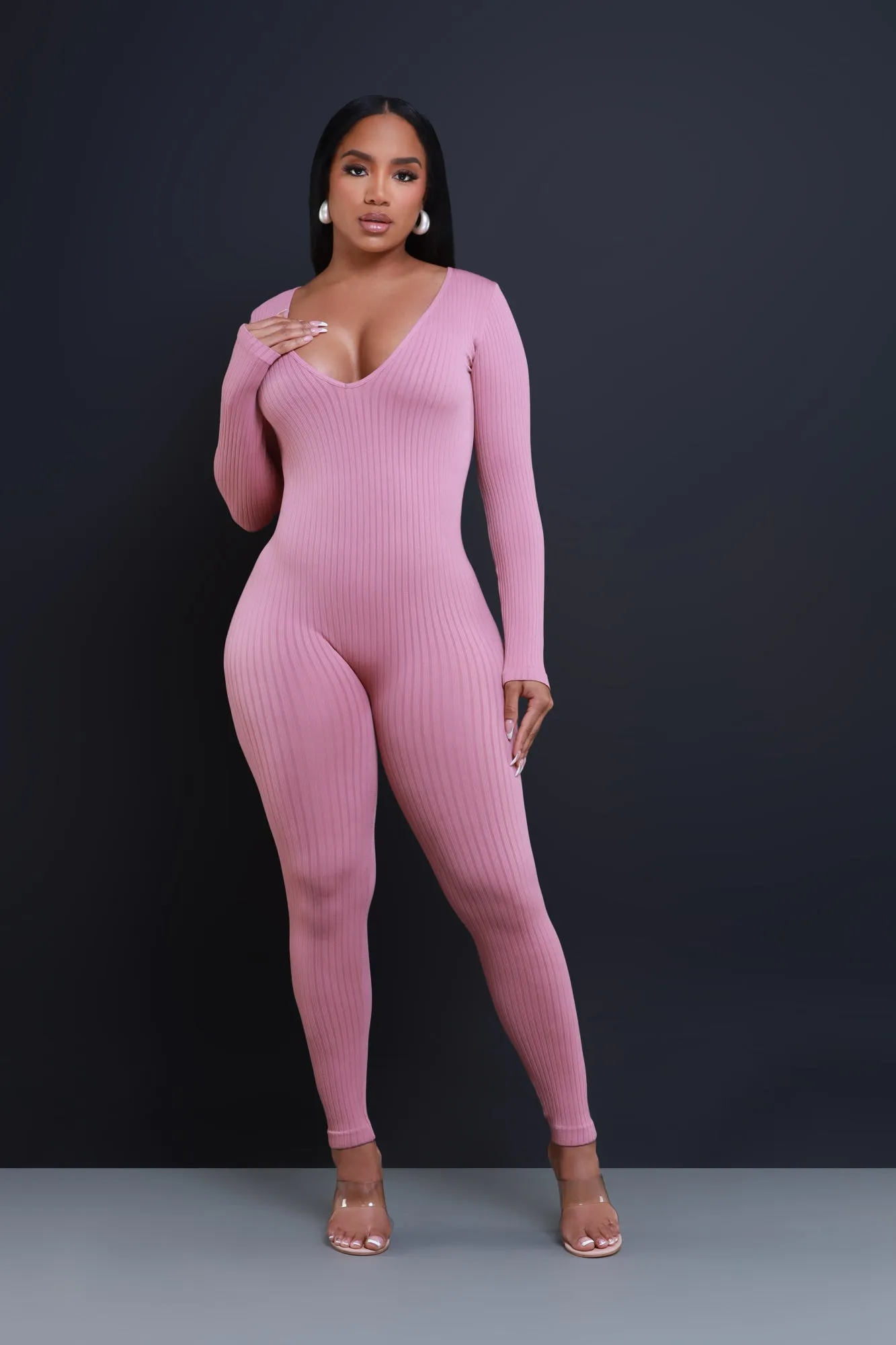 Keep Your Promise Ribbed Seamless Jumpsuit - Mauve sold by Swankaposh product image thumbnail 2
