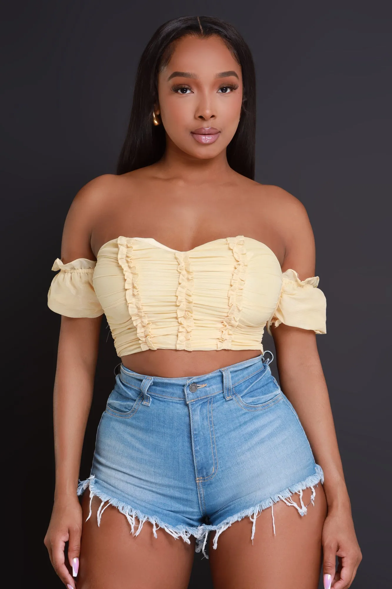 Sunkissed Ruffled Cropped Top - Light Yellow sold by Swankaposh