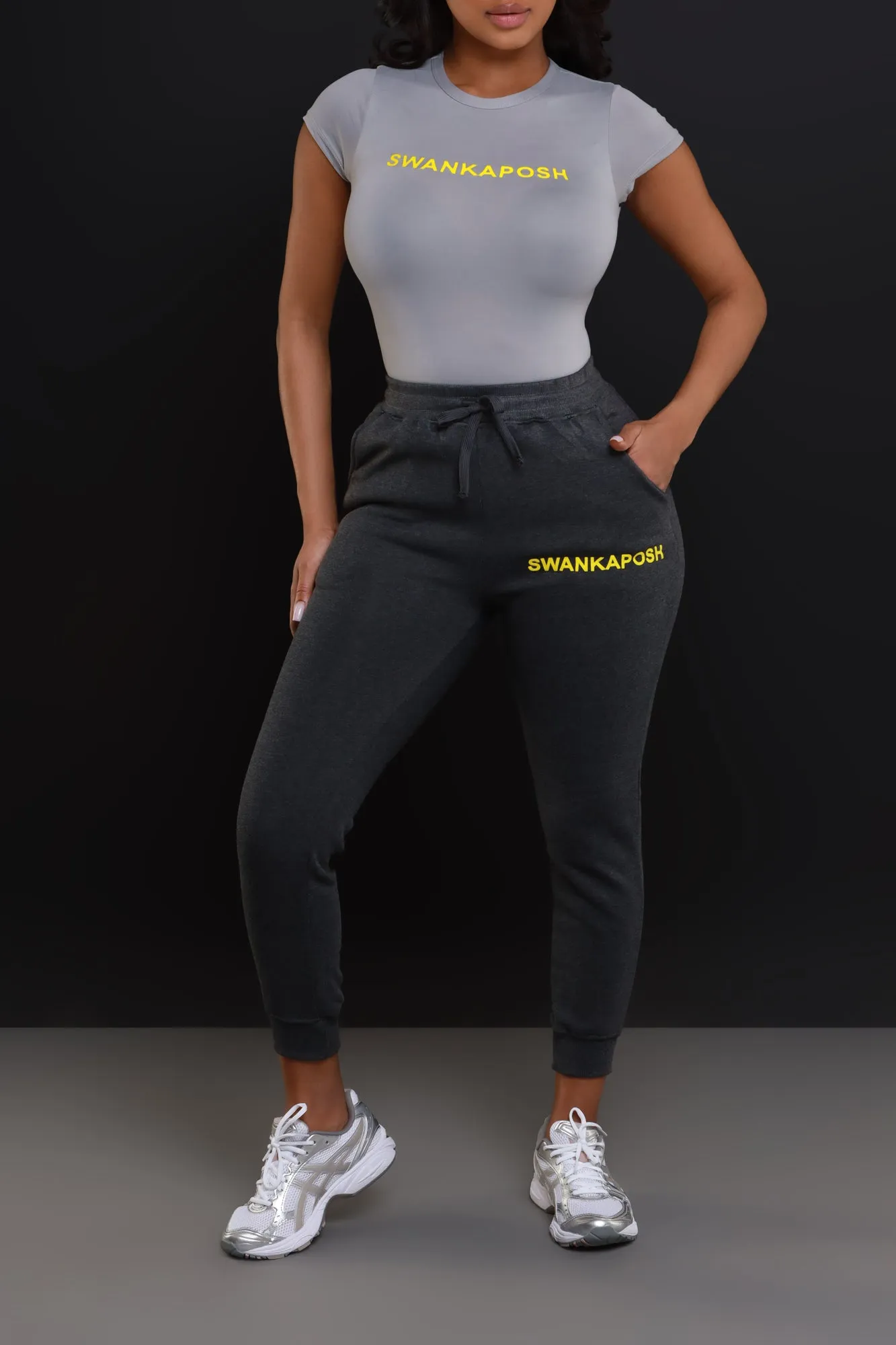 Swankaposh Logo Short Sleeve Bodysuit - Grey/Yellow sold by Swankaposh product image thumbnail 4