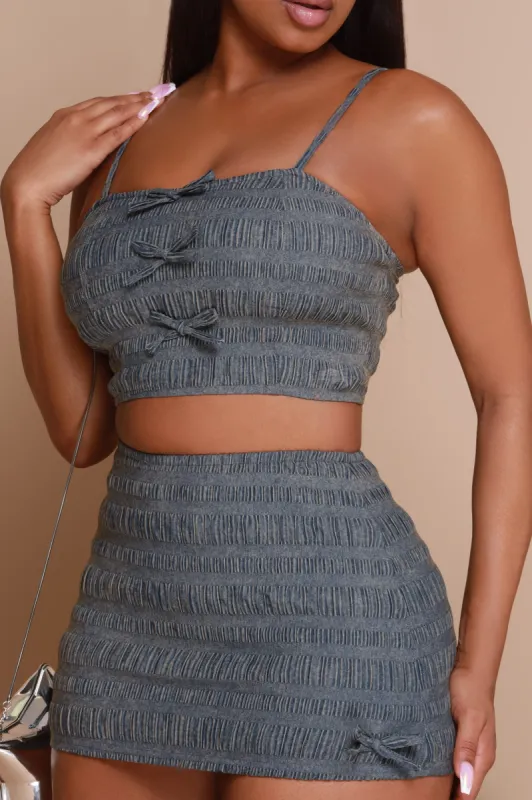 In On It Smocked Mini Skirt - Grey sold by Swankaposh