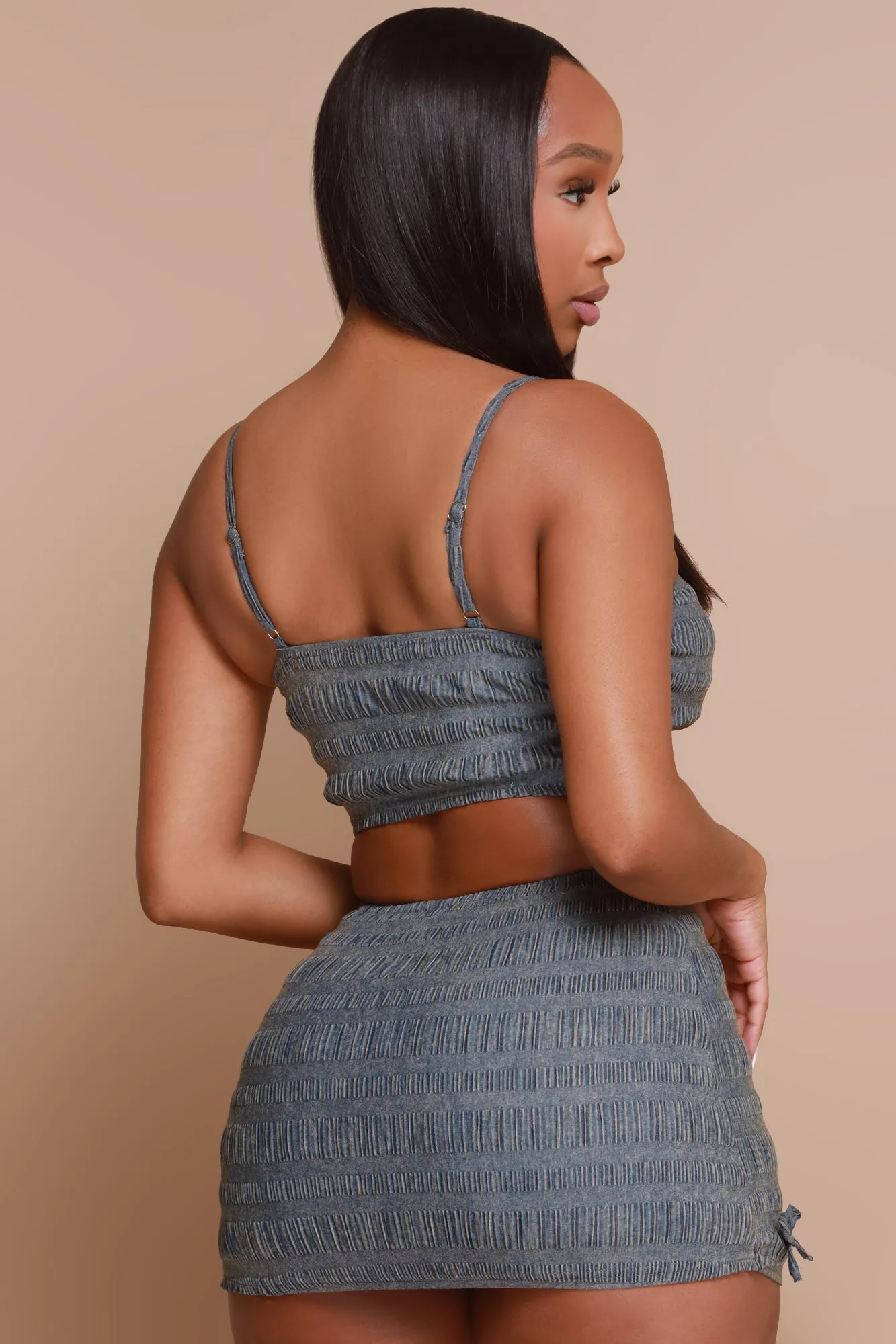 In On It Smocked Mini Skirt - Grey sold by Swankaposh product image thumbnail 2