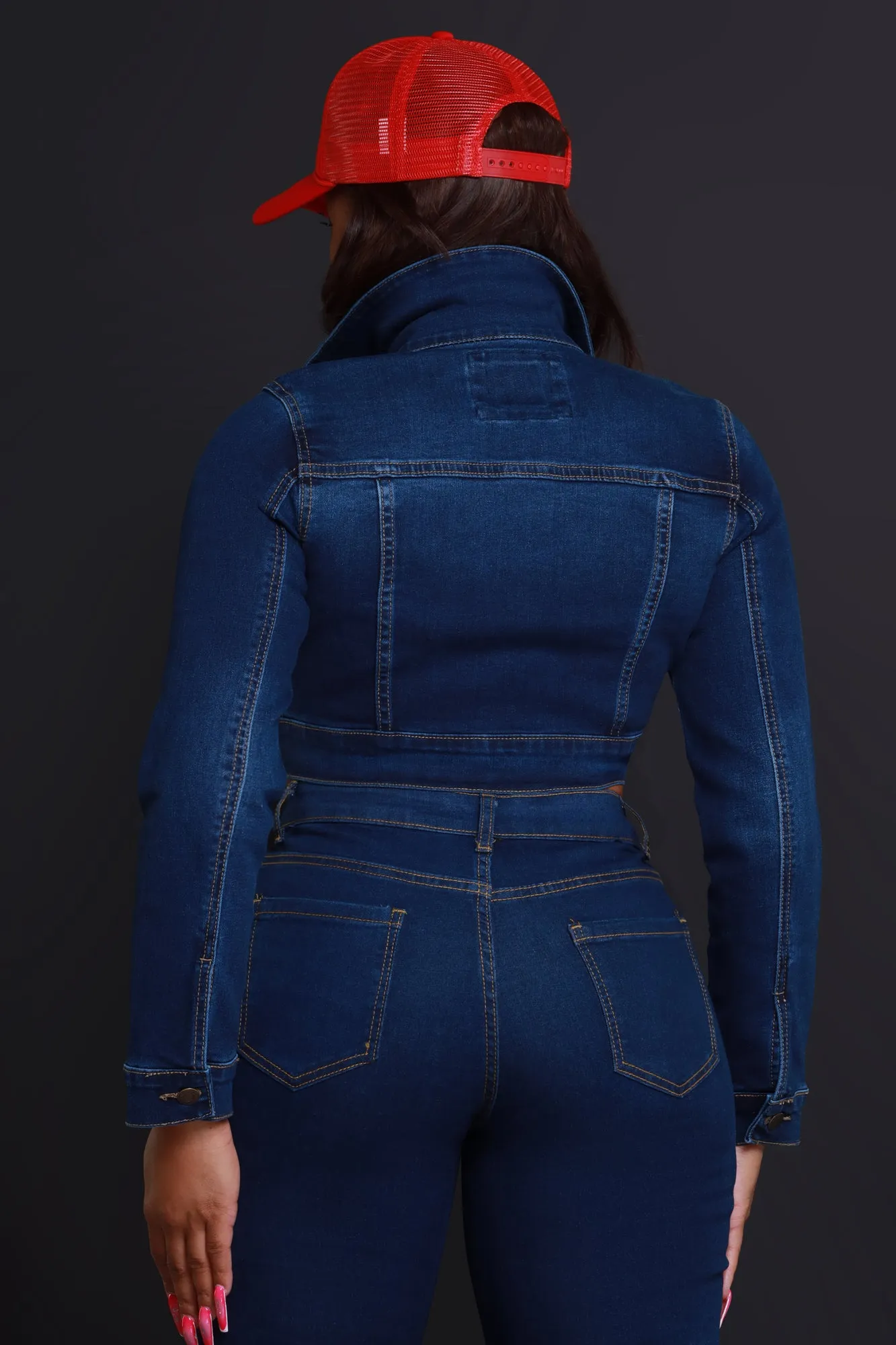 Owe You One Cropped Denim Jacket - Dark Wash sold by Swankaposh product image thumbnail 3