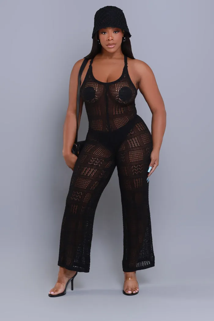 High Alert Sleeveless Crochet Jumpsuit - Black sold by Swankaposh product image thumbnail 5