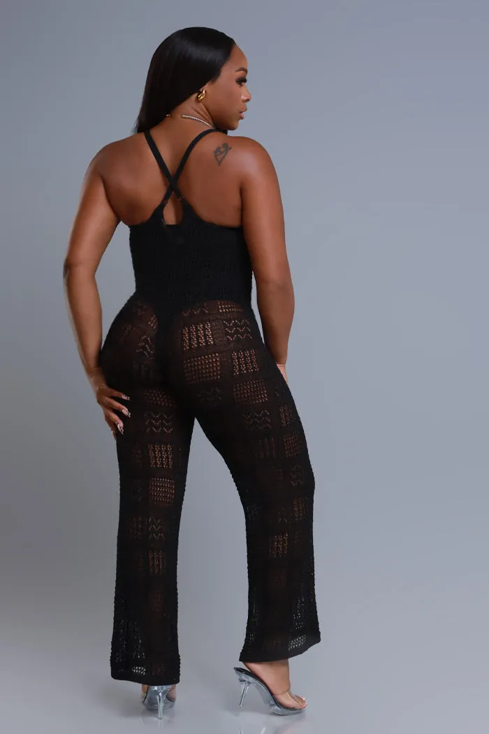 High Alert Sleeveless Crochet Jumpsuit - Black sold by Swankaposh product image thumbnail 2