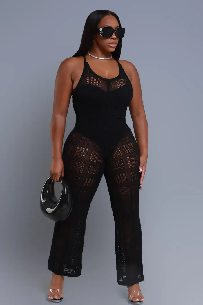 High Alert Sleeveless Crochet Jumpsuit - Black sold by Swankaposh product image thumbnail 4