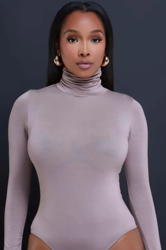 Maneater Turtleneck Bodysuit - Ash Mocha sold by Swankaposh