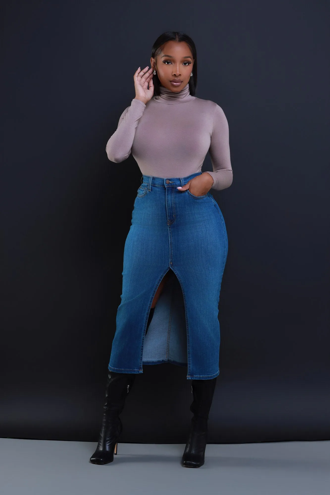 Maneater Turtleneck Bodysuit - Ash Mocha sold by Swankaposh product image thumbnail 2