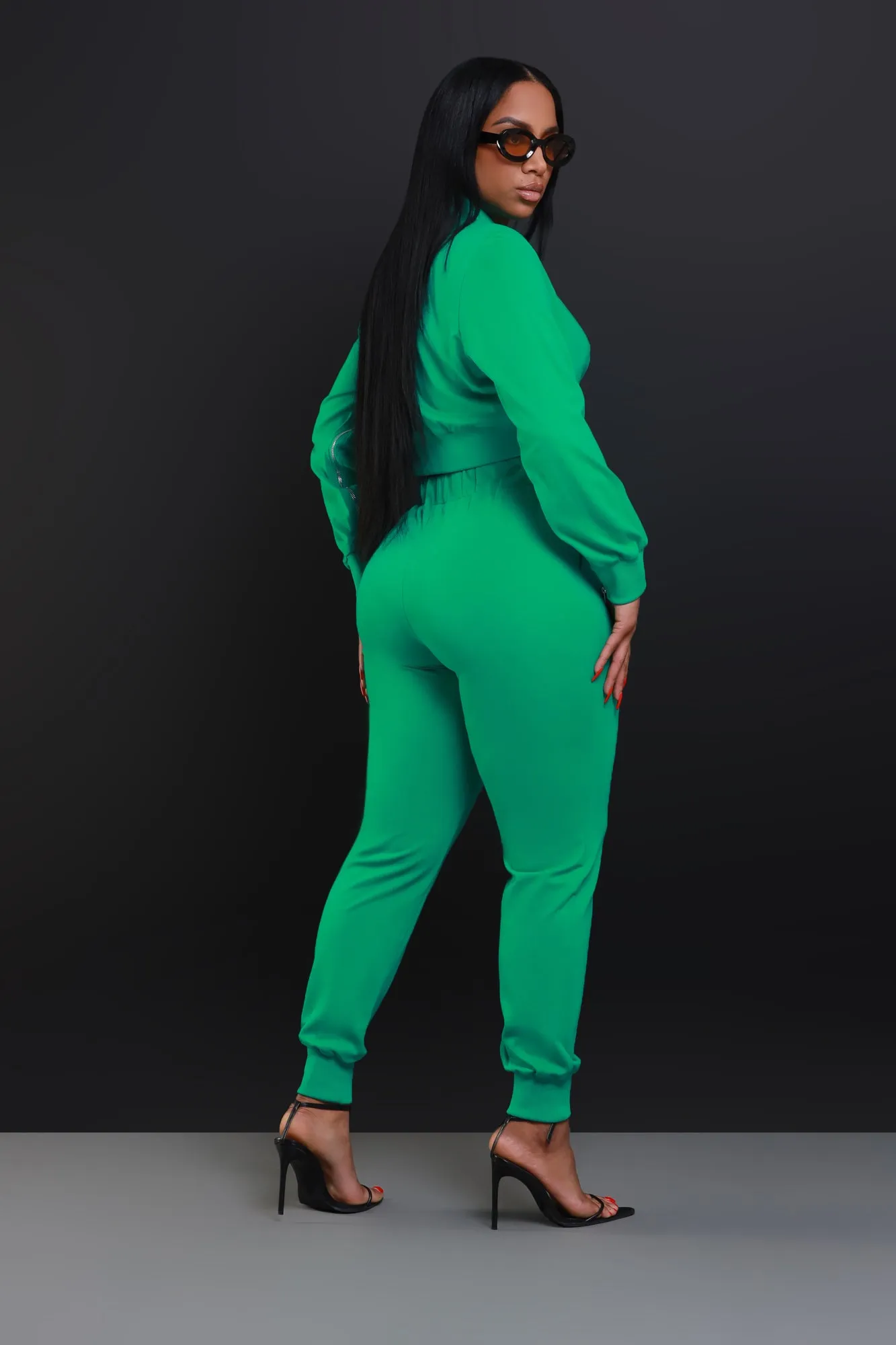 Had Enough Zippered Cropped Jogger Set - Green sold by Swankaposh product image thumbnail 3