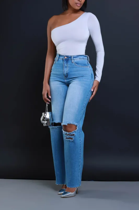 Hello There One Shoulder Bodysuit - Silver sold by Swankaposh