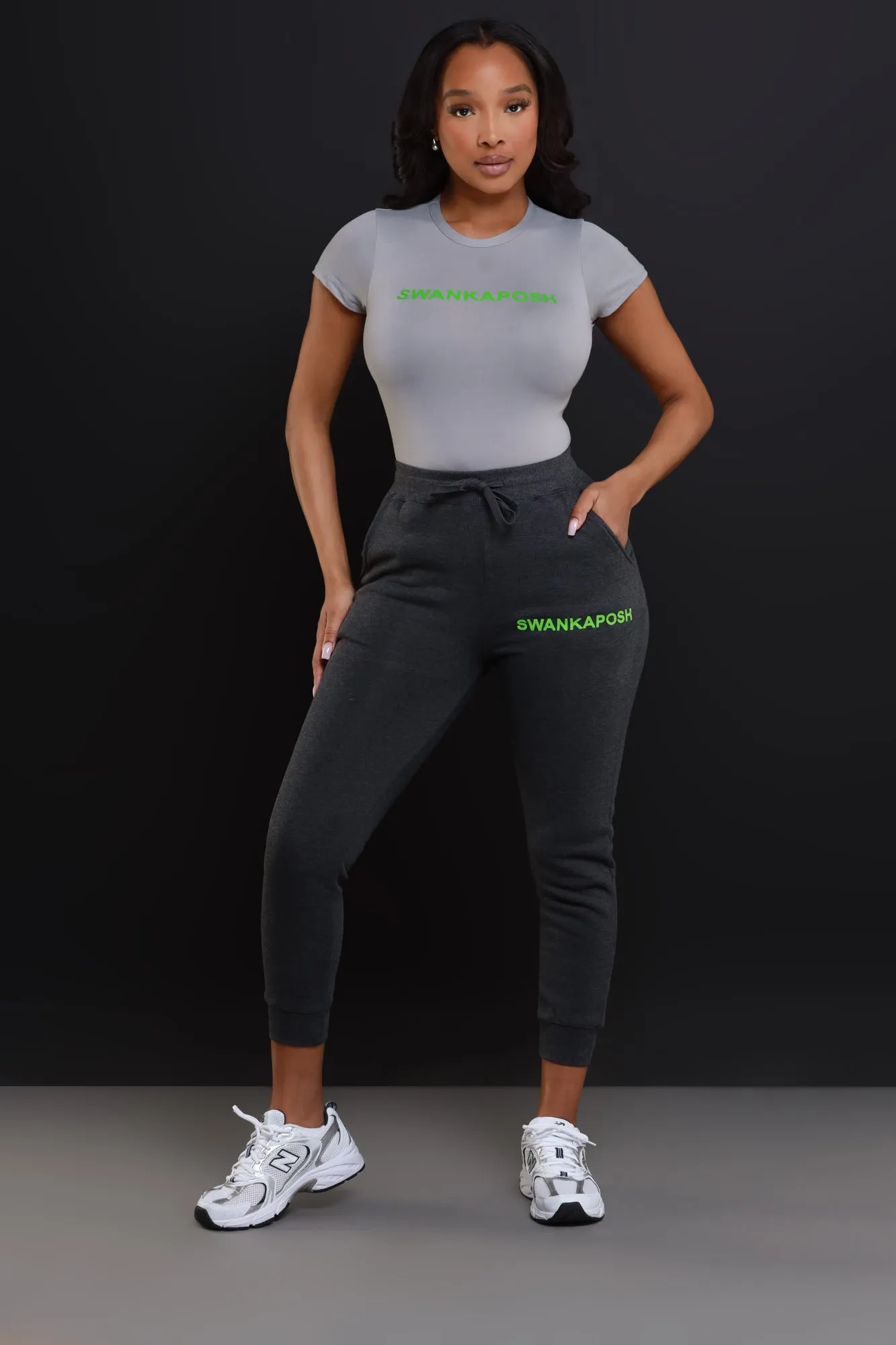 Swankaposh Logo Short Sleeve Bodysuit - Grey/Green sold by Swankaposh product image thumbnail 4