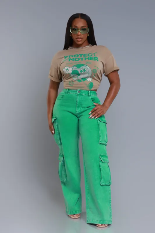 See Your Way High Rise Cargo Pants - Green sold by Swankaposh