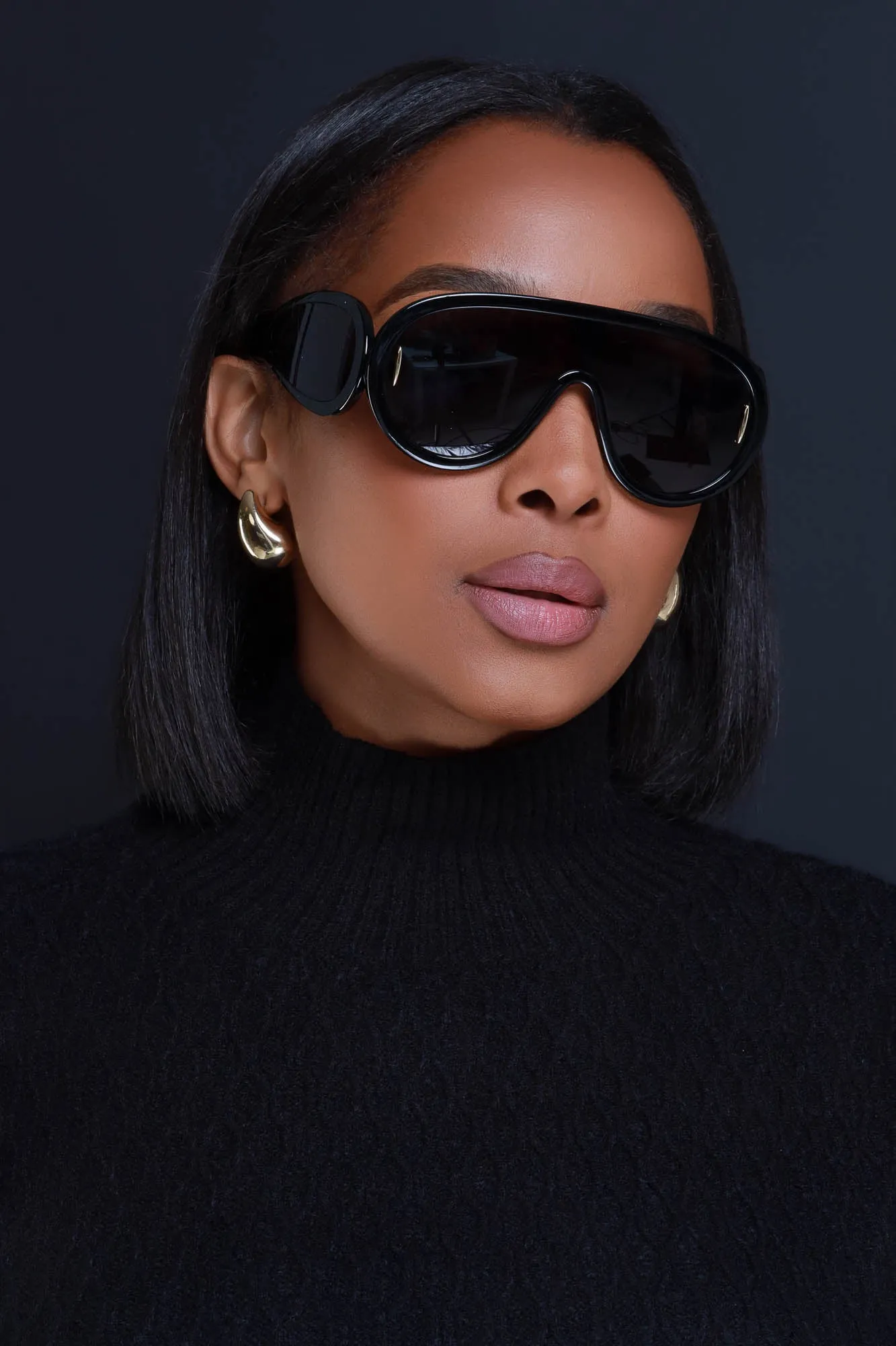 Hang Up Full Shield Sunglasses - Black sold by Swankaposh product image thumbnail 2