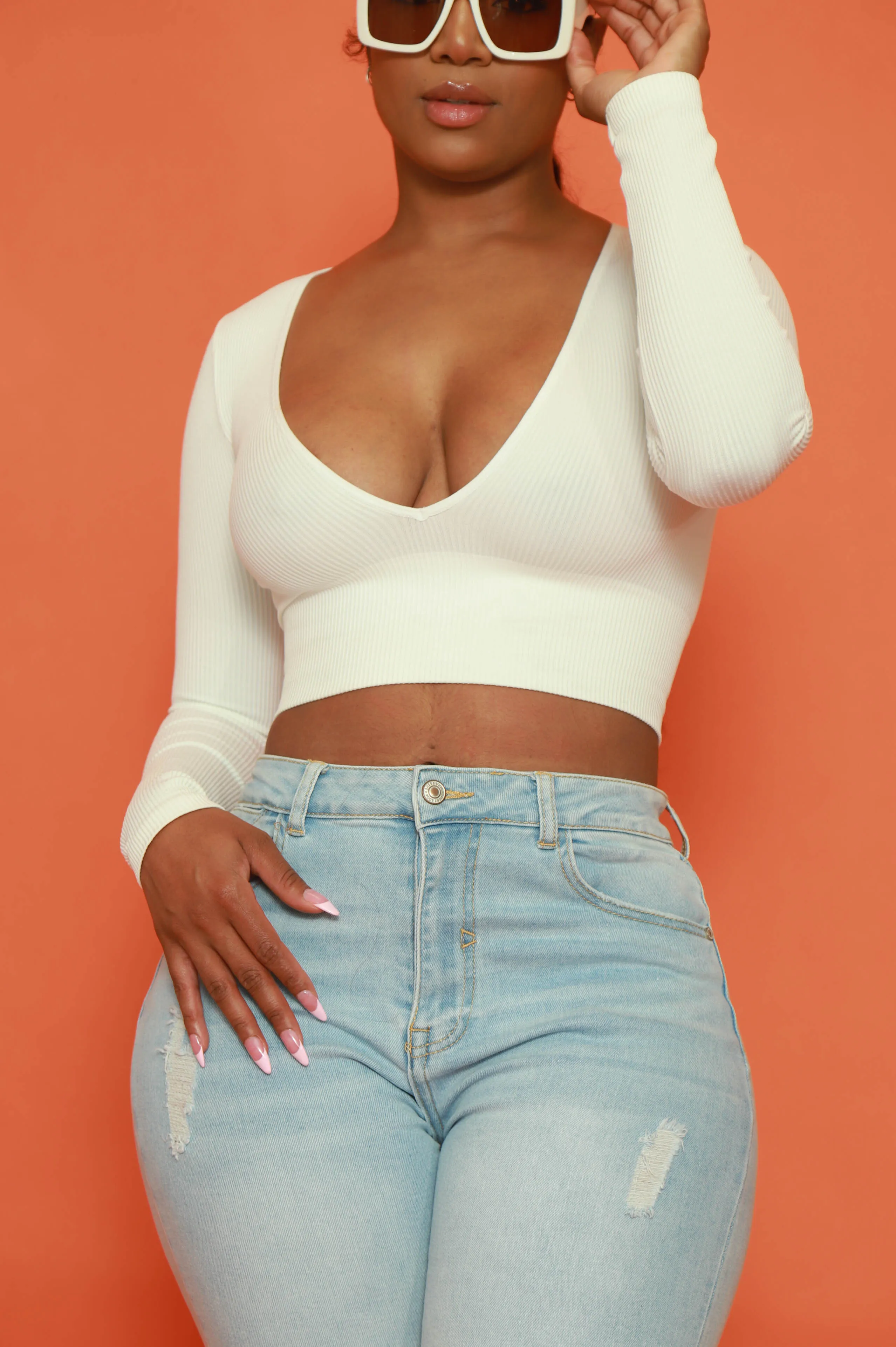 Come My Way Ribbed Crop Top - White sold by Swankaposh