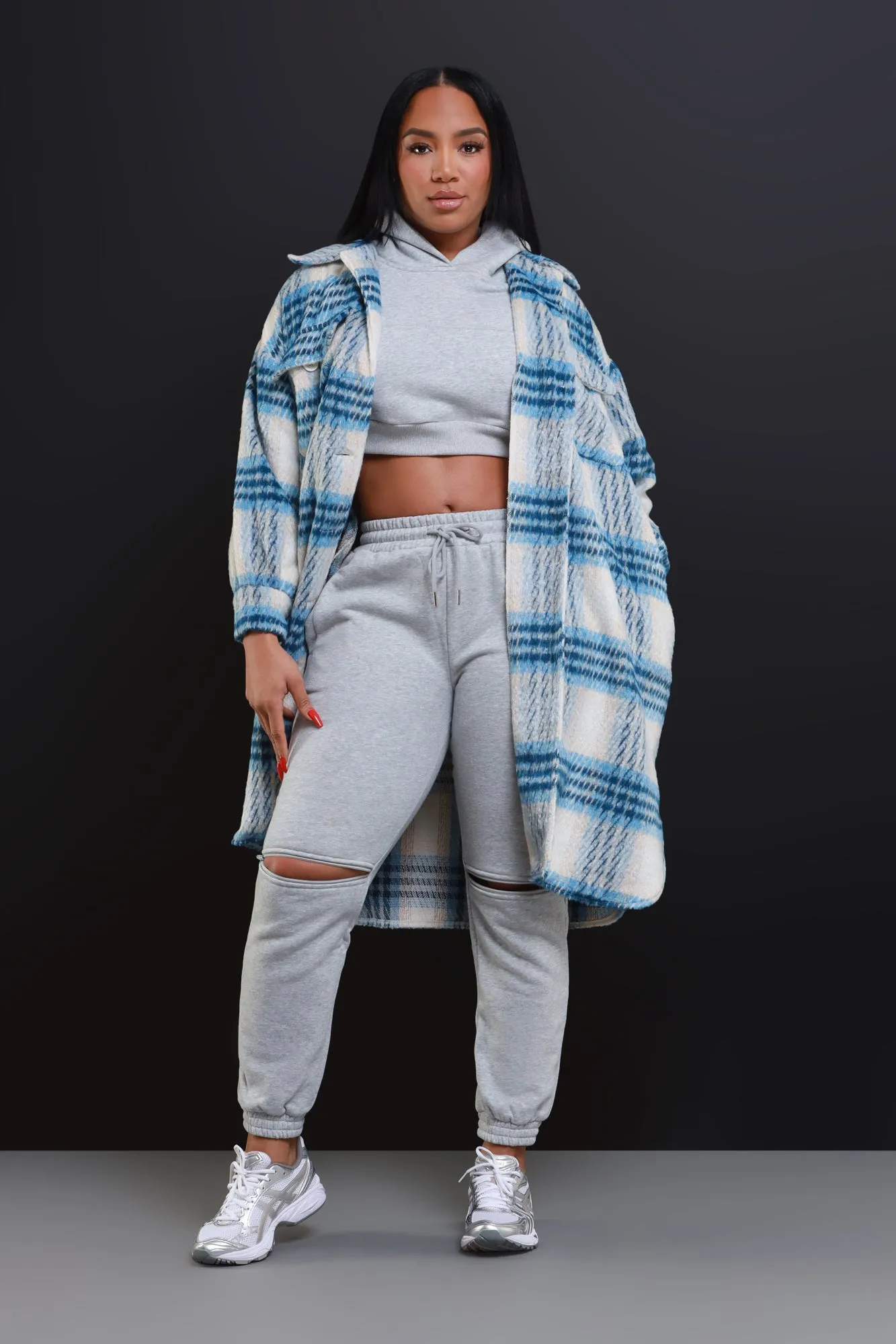 U-Turn Zippered Hoodie Jogger Set - Grey sold by Swankaposh product image thumbnail 3