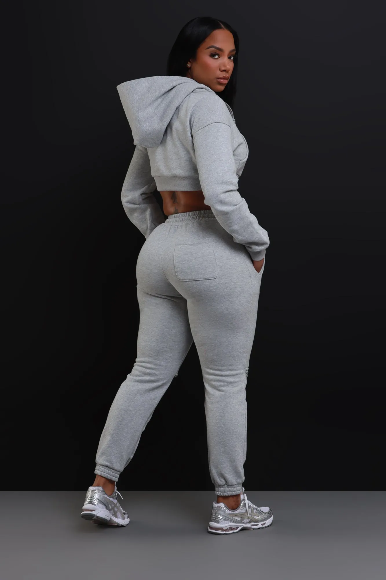 U-Turn Zippered Hoodie Jogger Set - Grey sold by Swankaposh product image thumbnail 2