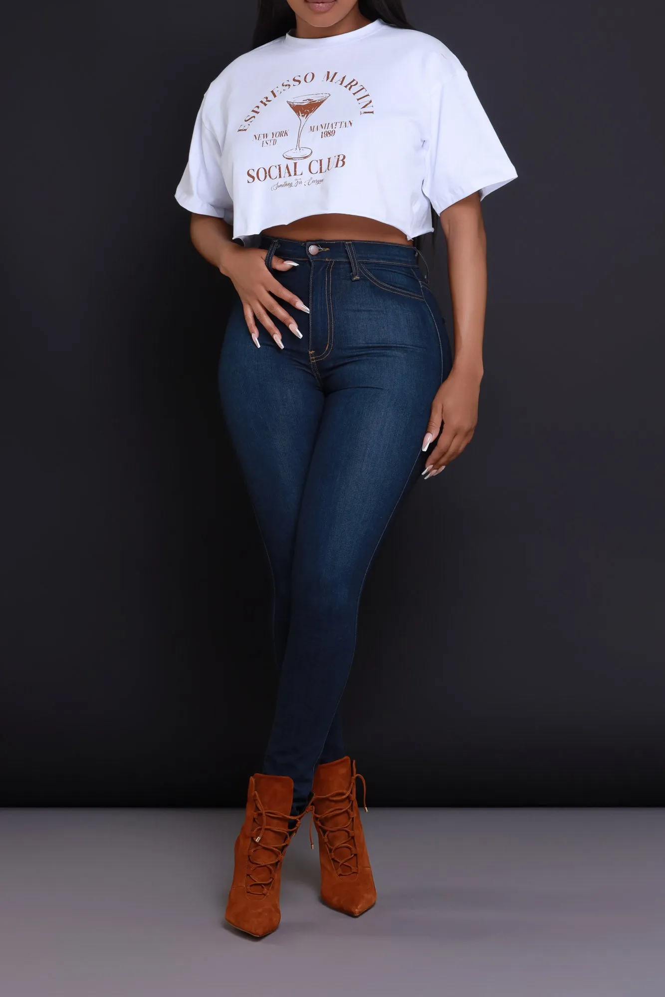 Social Club Cropped Graphic T-Shirt - White sold by Swankaposh product image thumbnail 5