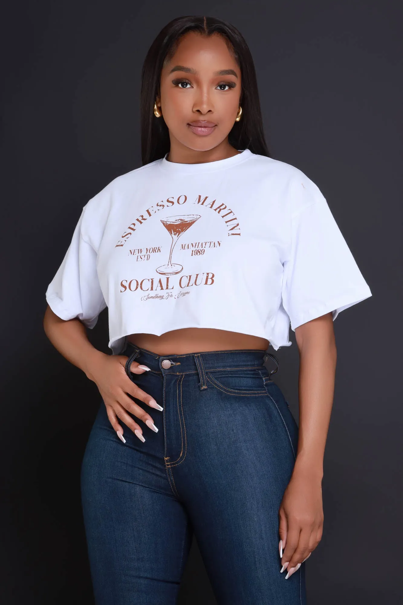 Social Club Cropped Graphic T-Shirt - White sold by Swankaposh product image thumbnail 4