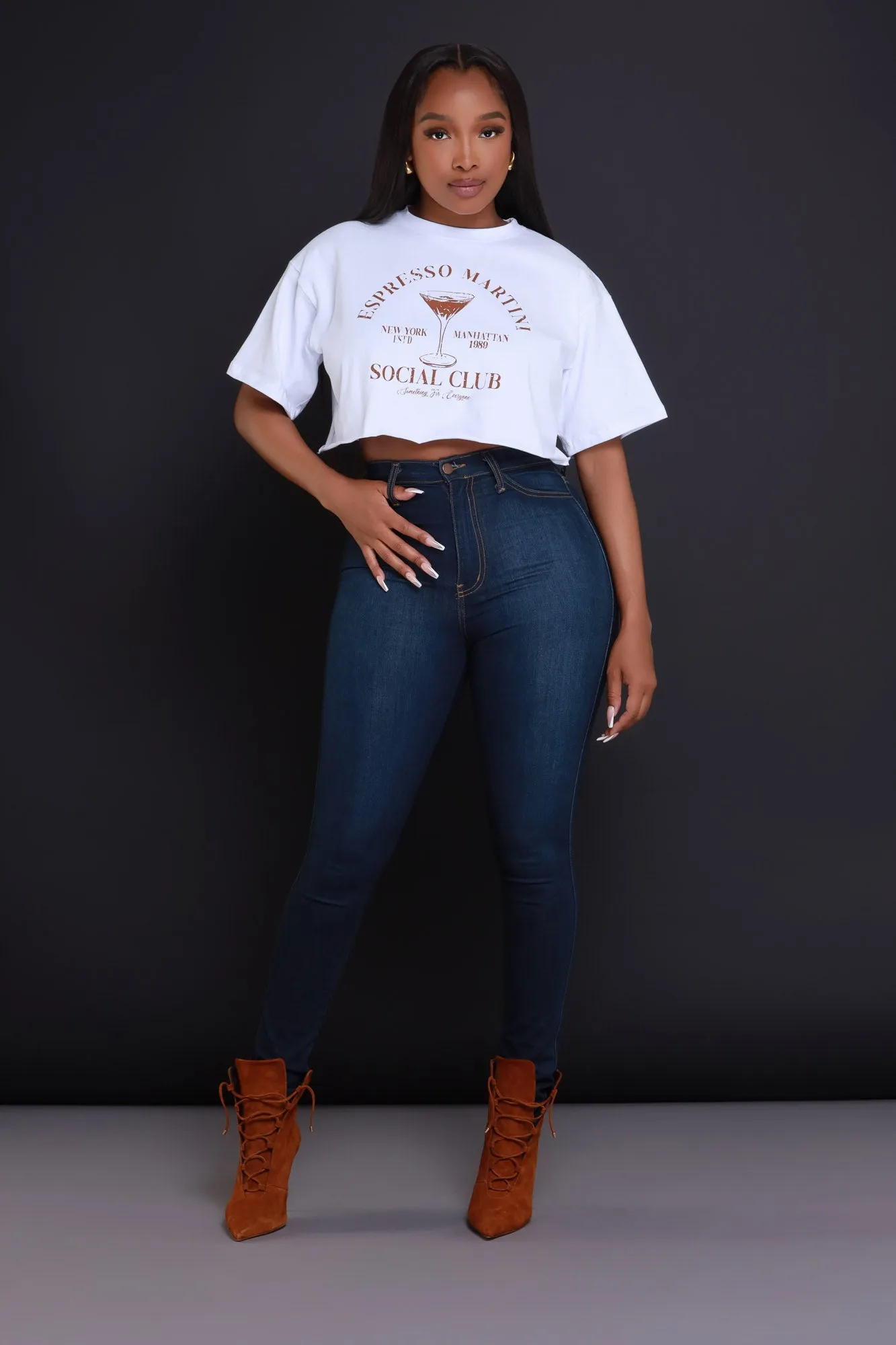 Social Club Cropped Graphic T-Shirt - White sold by Swankaposh product image thumbnail 2