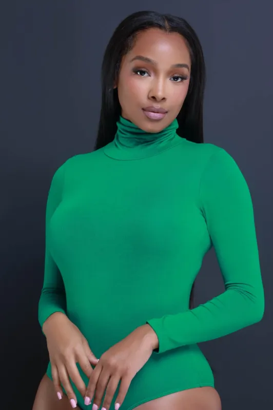 Maneater Turtleneck Bodysuit - Kelly Green sold by Swankaposh