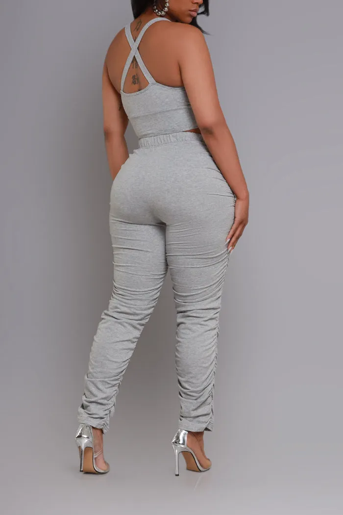 Slammed Cropped Ruched Jogger Set - Grey sold by Swankaposh product image thumbnail 2