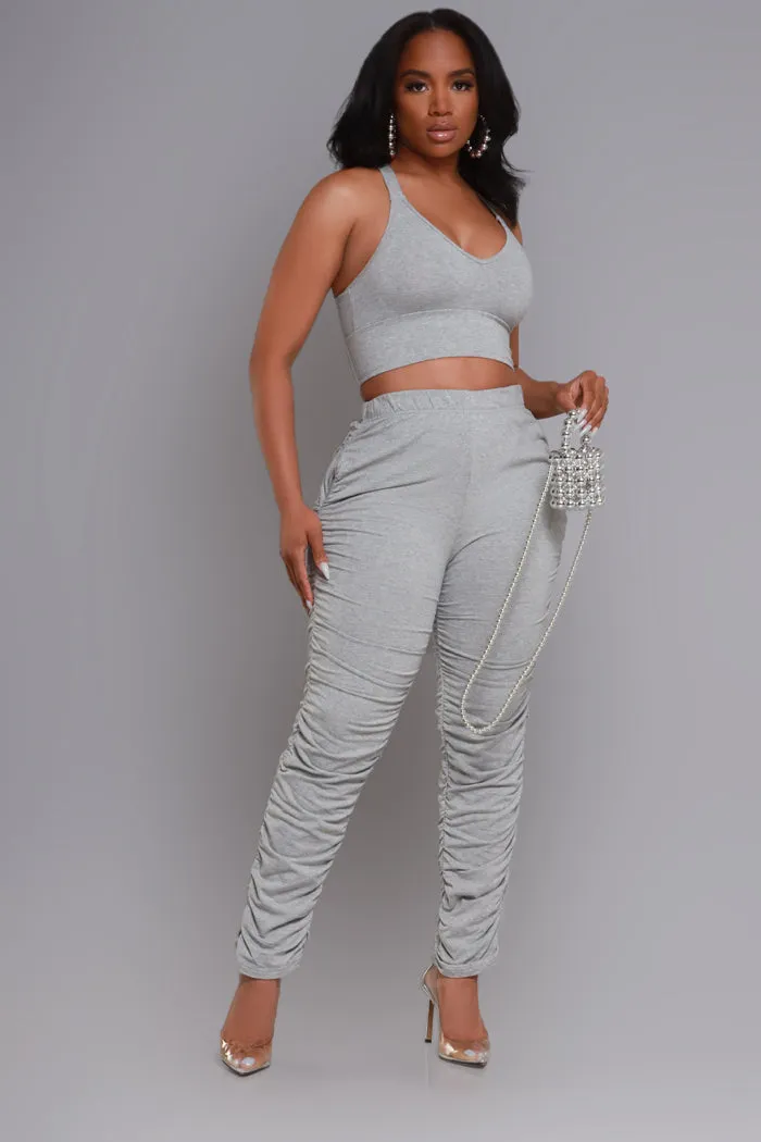 Slammed Cropped Ruched Jogger Set - Grey sold by Swankaposh product image thumbnail 4