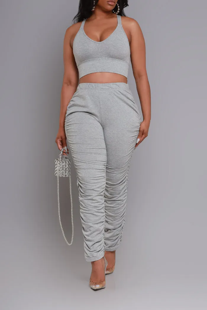 Slammed Cropped Ruched Jogger Set - Grey sold by Swankaposh product image thumbnail 3