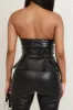 Party Rock Faux Leather Strapless Top - Black sold by Swankaposh